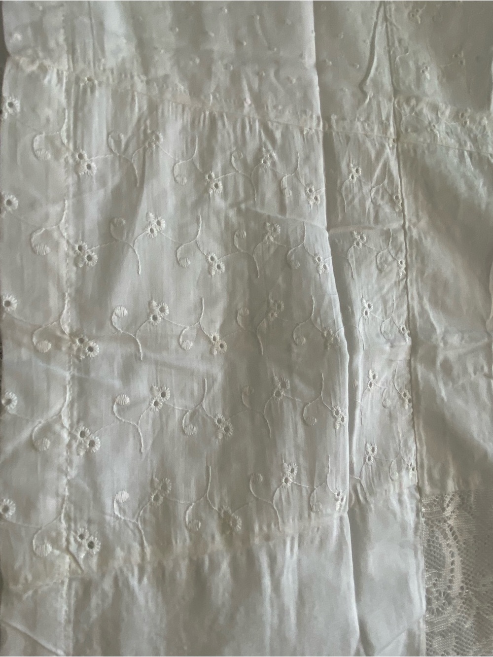 Simply Shabby Chic Brand Patchwork Curtain Panels White New Eyelet Lace - Picture 2 of 4